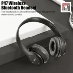 P47 Wireless Headphones Bluetooth Over Ear Black